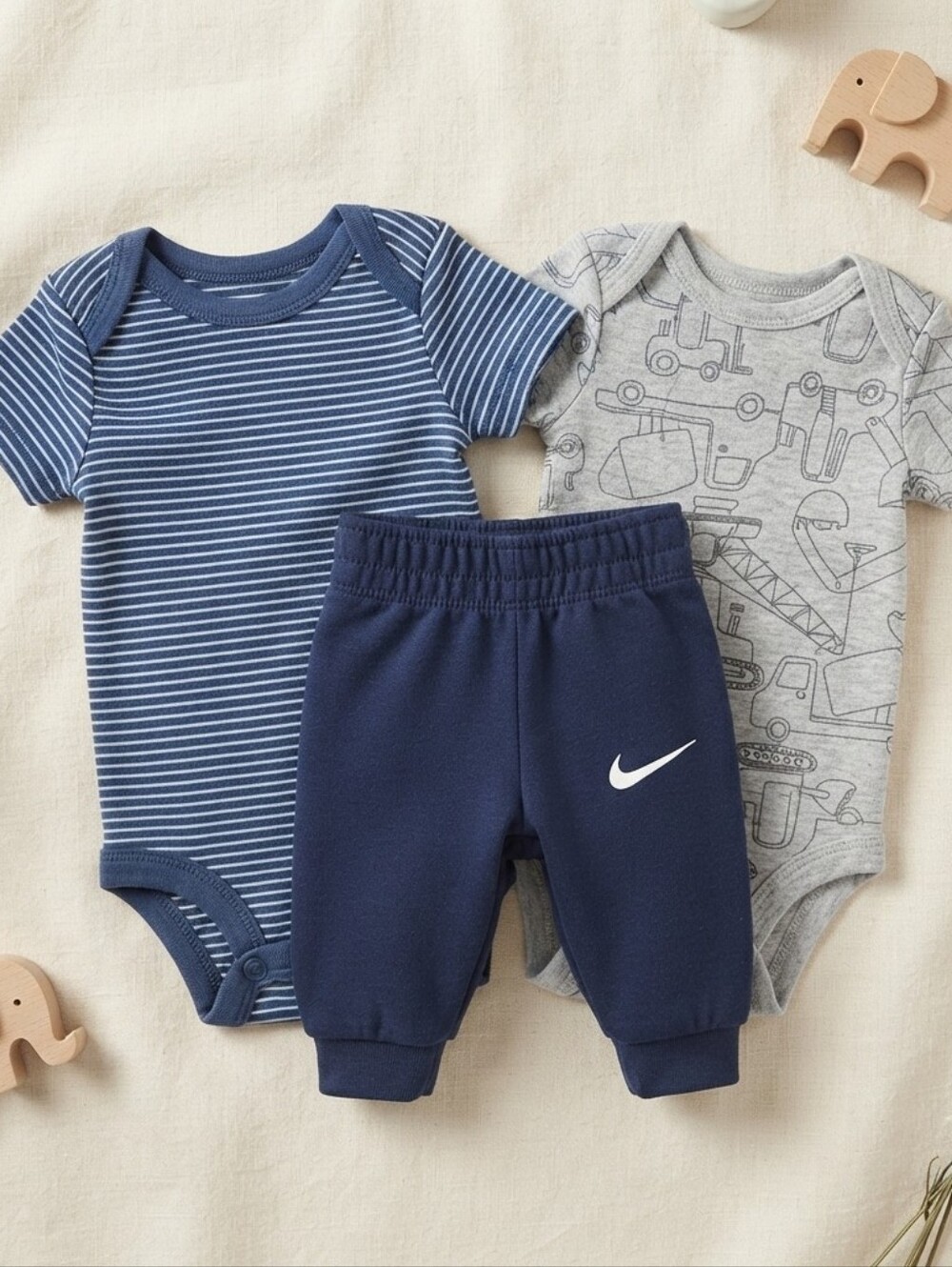 Nike NB Kids Navy Sweatpants And 2 Bodysuits